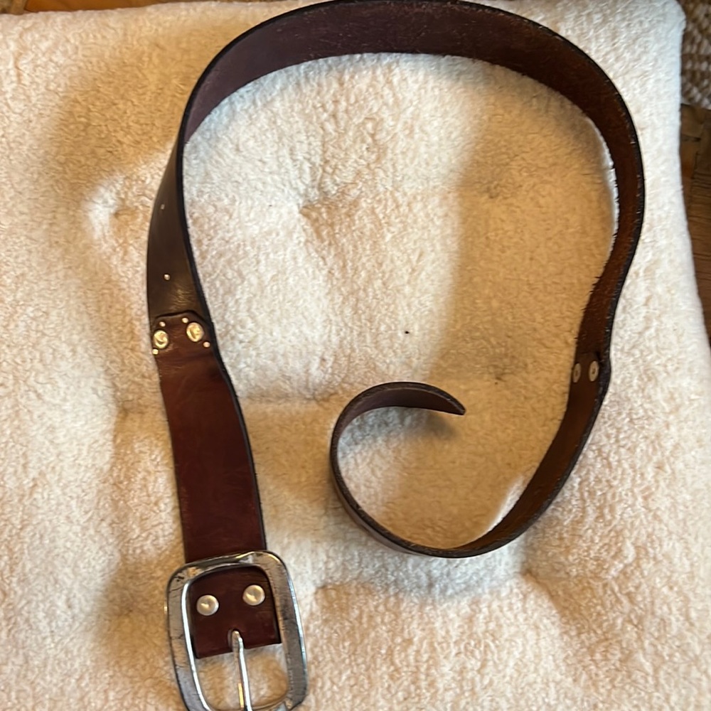 Lucky brand cognac leather belt sz 30 (S/M) with silver buckle